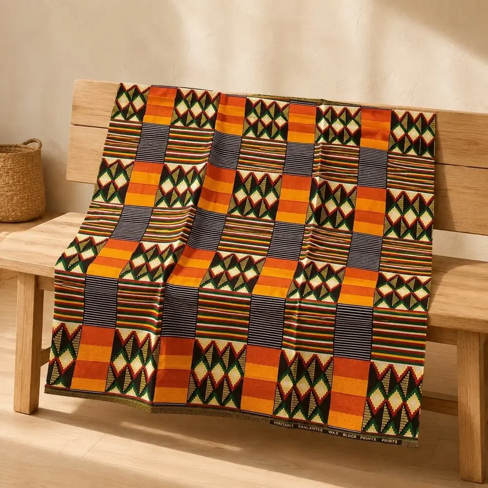 Zambian Chitenge Fabric Veritable Sanlantex Wax Block Print 36 x 36 Cotton